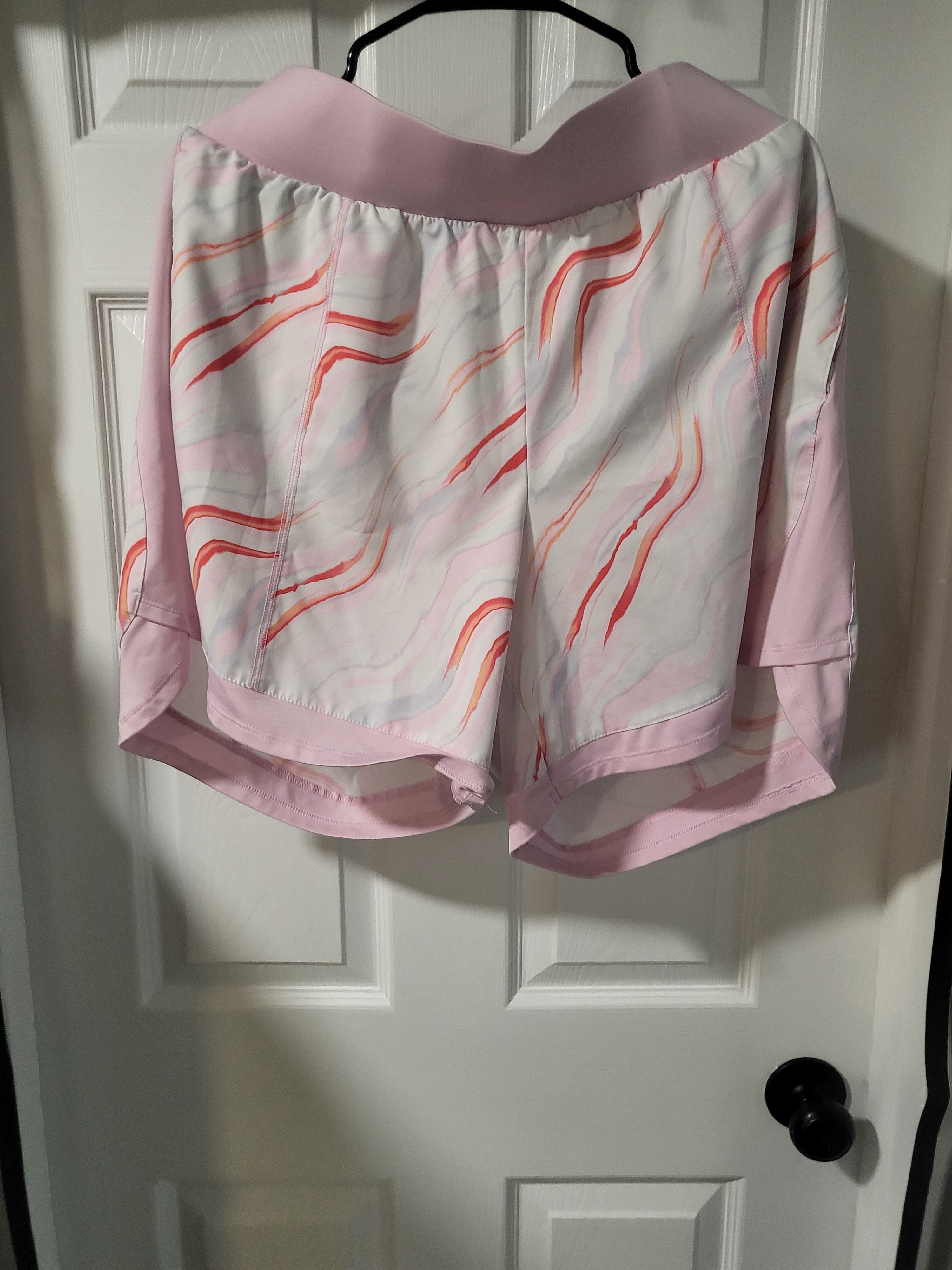 Tek Gear Pink Marble-Print Athletic Shorts With Coral Accents